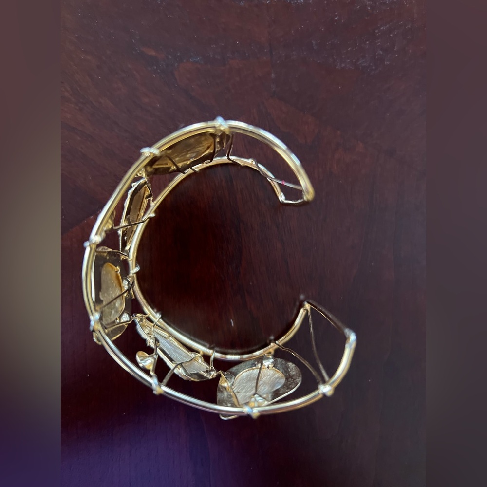 Bracelet Cuff Golden with Rhinestones One Size - Picture 9 of 12